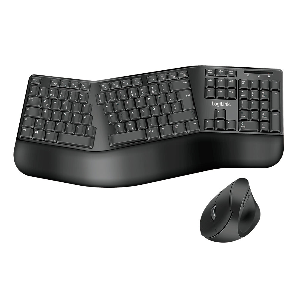 LogiLink Ergonomisches Desktop-Set – Tastatur-Maus-Set – 2,4 GHz USB-A (Nano-Empfänger) – QWERTZ (DE)