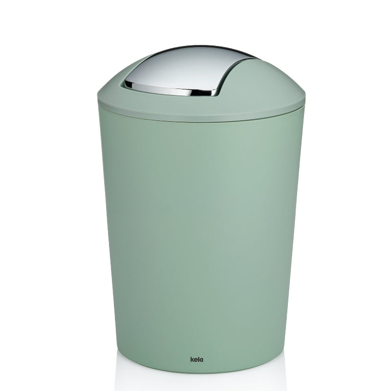 Kela Tisch-Abfallbehälter Marta – 5 l – mit Deckel – Kunststoff, Jadegrün – Ø 195 × H 290 mm