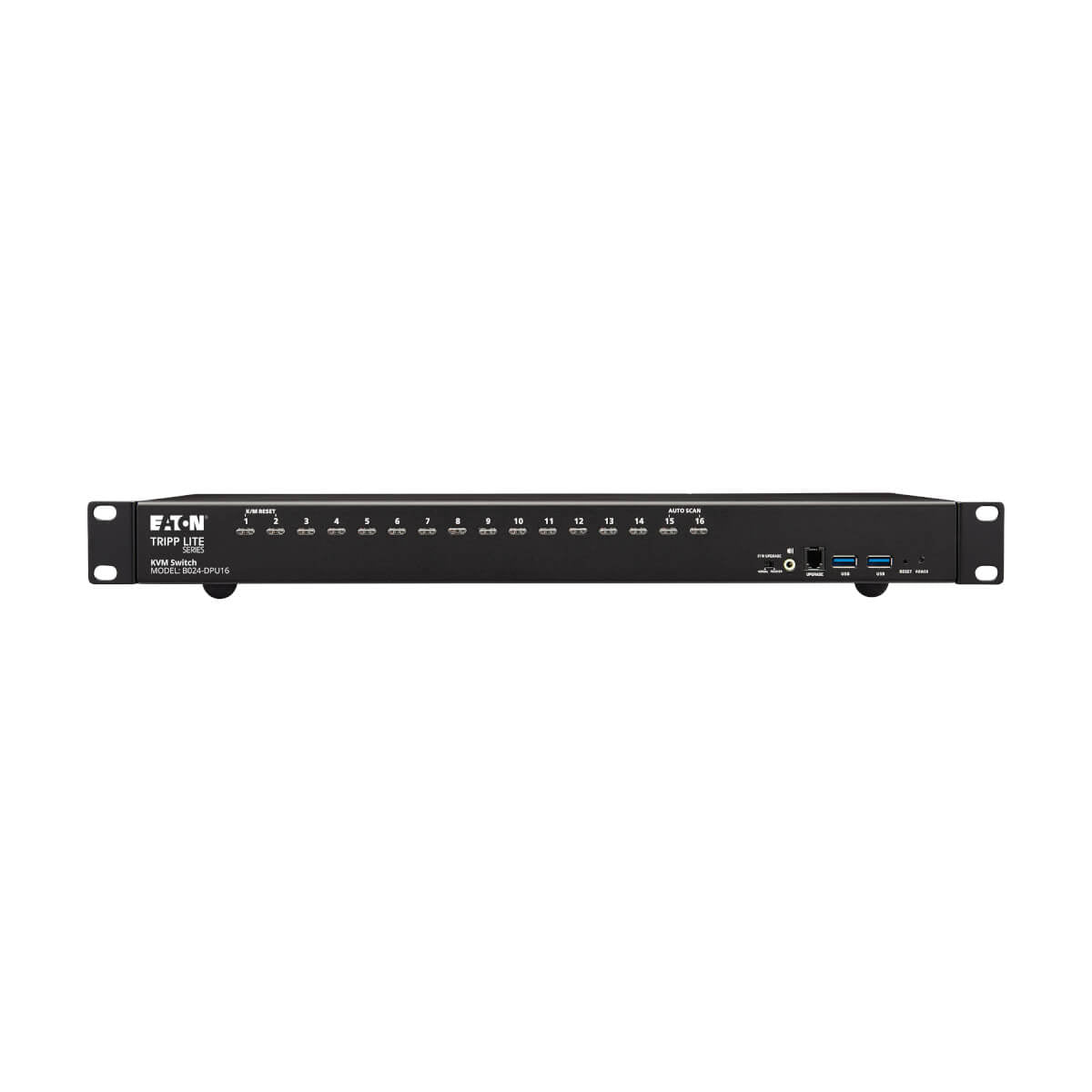Tripp Lite B024-DPU16 – 16-Port DP KVM-Switch – 4K/60 Hz, USB 3.0-Hub, Audio, 1U Rack