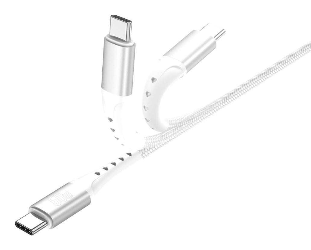 4smarts USB-C auf USB-C Kabel – USB 2.0 (480 Mbit/s) – 1,5 m – PD 60 W – Weiss – für Nintendo Switch und mehr