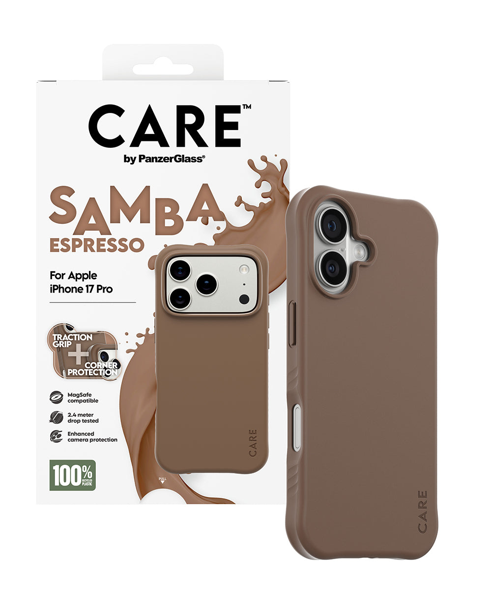 PanzerGlass Backcover CARE Fashionable Case Samba – für Apple iPhone 17 Pro – braun – TPU, MagSafe-kompatibel