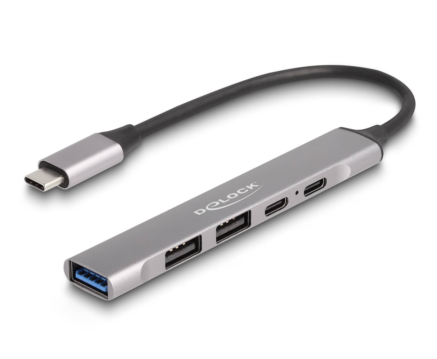 DeLOCK 64298 USB-Hub – USB-C, 2× USB-A, 95 W PD, für Windows/Mac/ChromeOS