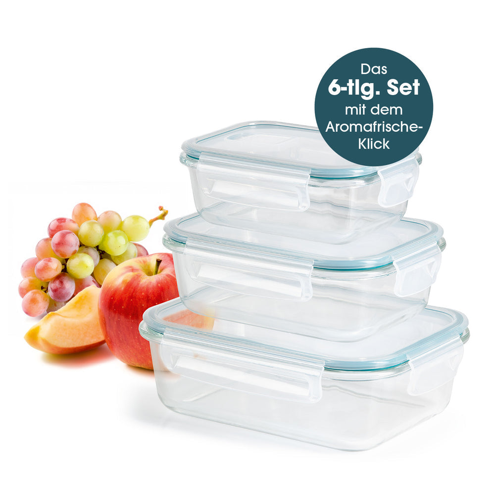 Gourmetmaxx 3-teiliges Vorratsbehälter-Set, 2,1 l, Glas/Polypropylen (PP)/Silikon, Transparent