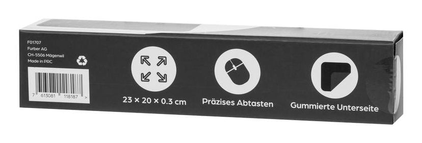 ONIT F01707 – Mauspad – 230 × 200 mm, Gummi/Textil, Schwarz, Gestickte Kanten, Anti-Rutsch-Basis