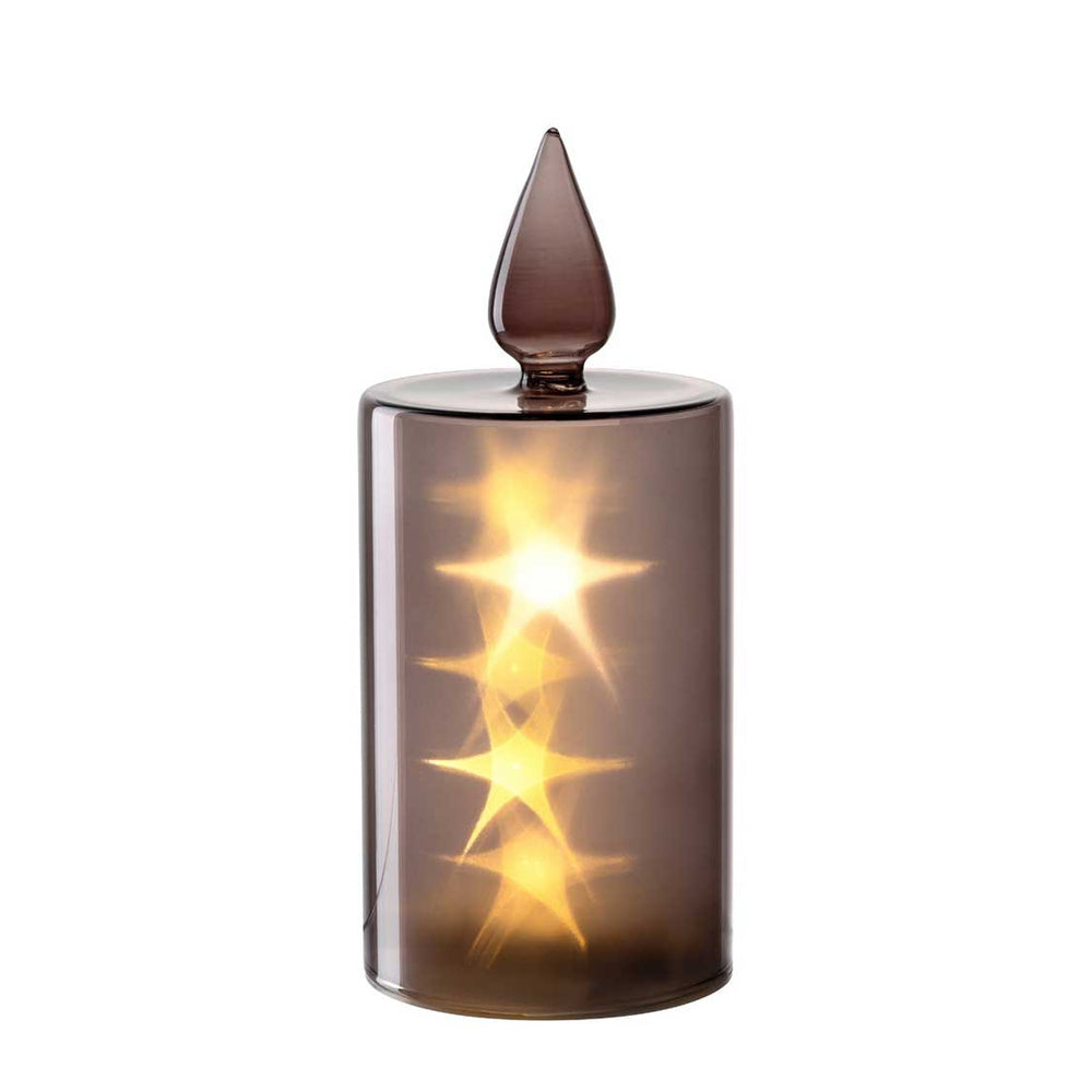 LEONARDO LED-Kerze Silenzio 21 – Ø 9 × 23,5 cm, grau, Akku (3× AA)