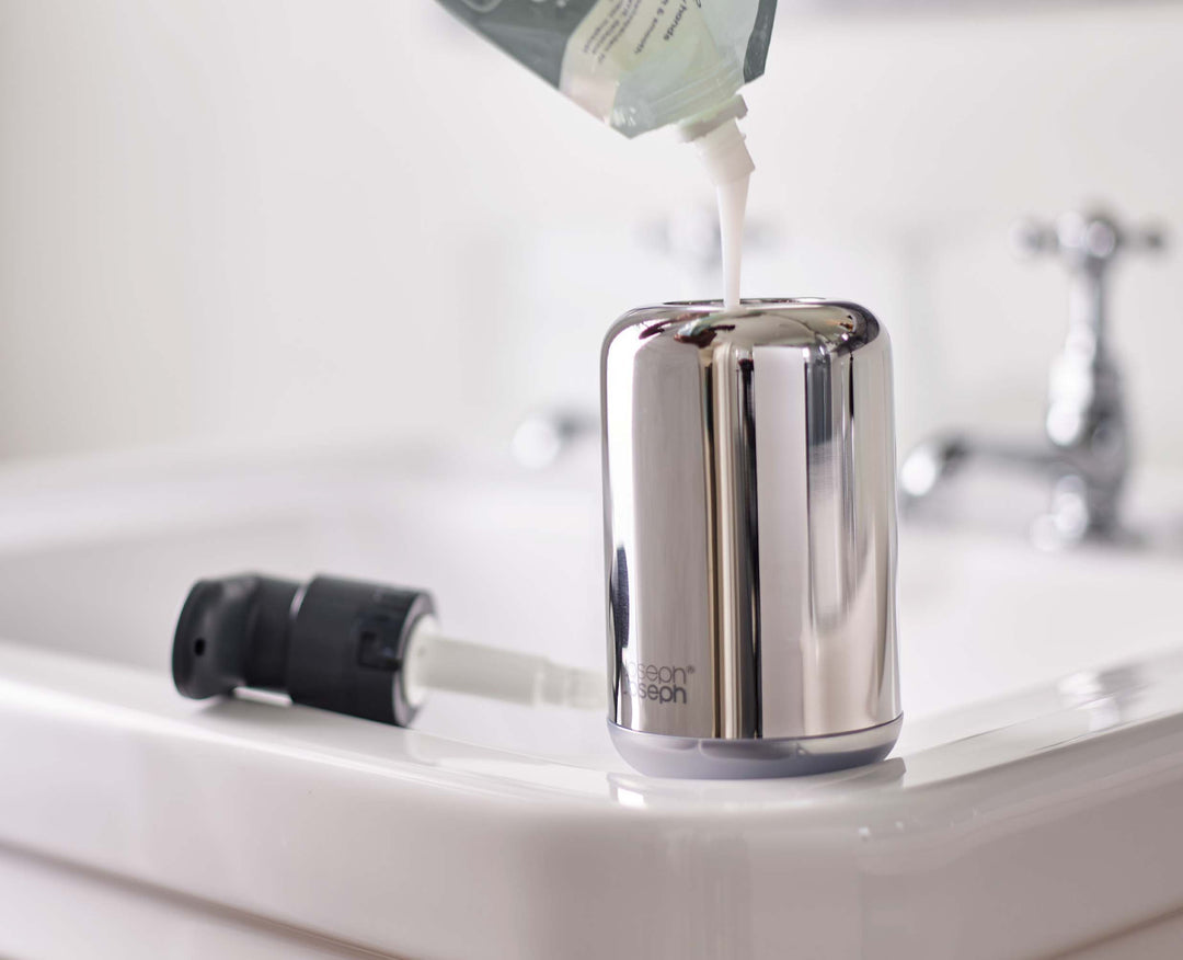 Joseph Joseph EasyStore Luxe Seifenspender – Edelstahl, Silber, 300 ml