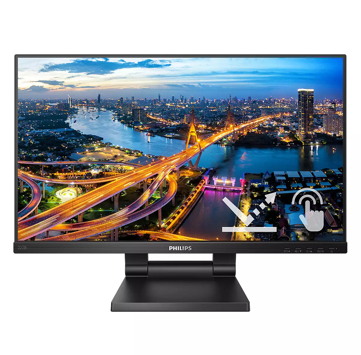 Philips 222B1TC/00 – Monitor, 21,5", IPS, Touch, 75 Hz, 250 cd/m², VESA 100 × 100, Schwarz