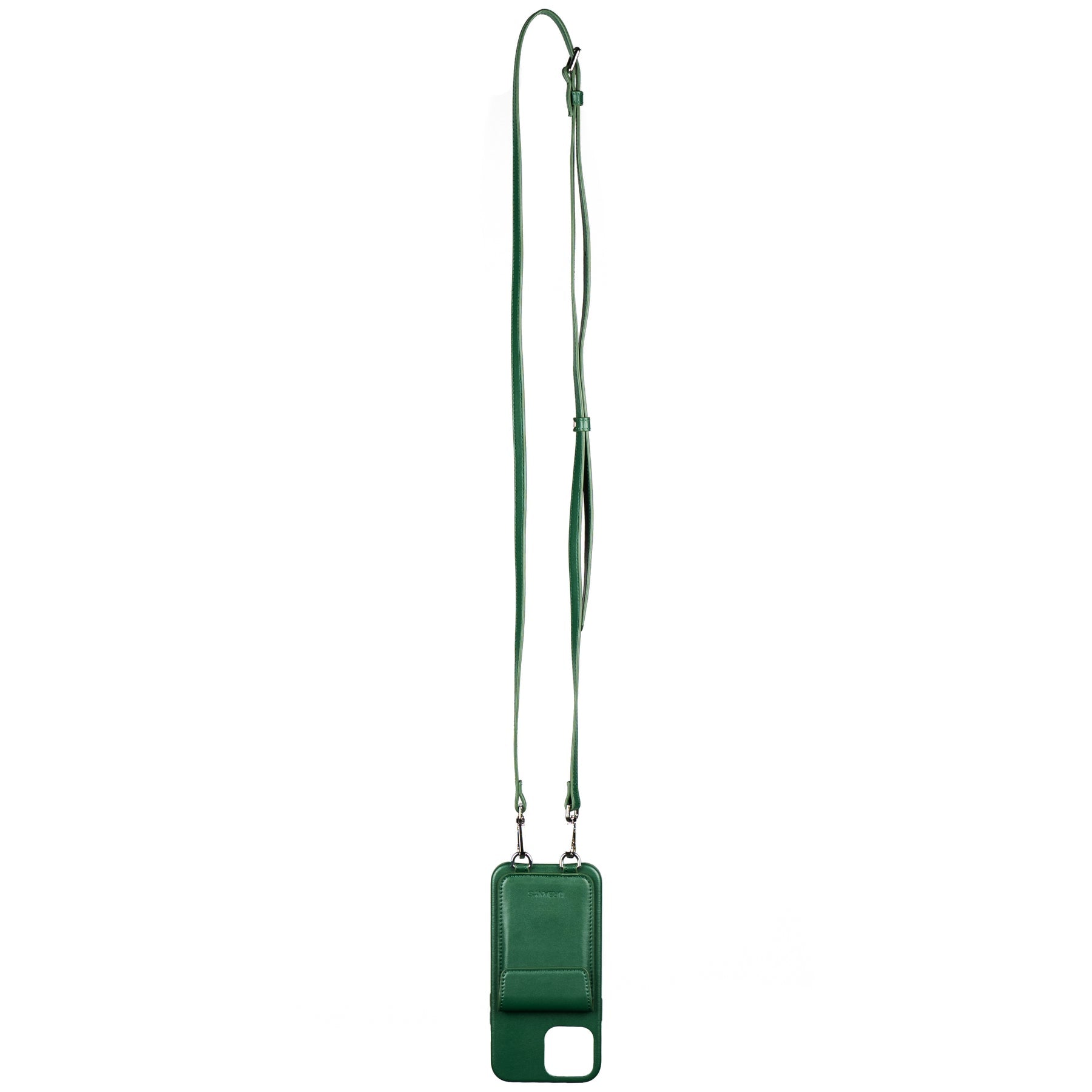 Urbany's Necklace-Hülle – für Apple iPhone 15 – Grün – Kunstleder, mit Kartenfach