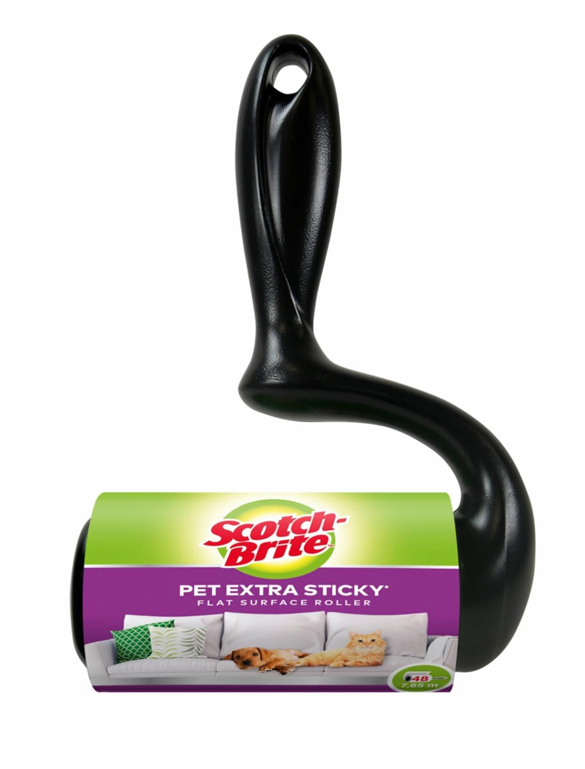 Scotch-Brite Fusselroller Pet Extra – 48 Blatt, Schwarz, Kunststoff, 14,0 × 6,0 × 20,5 cm