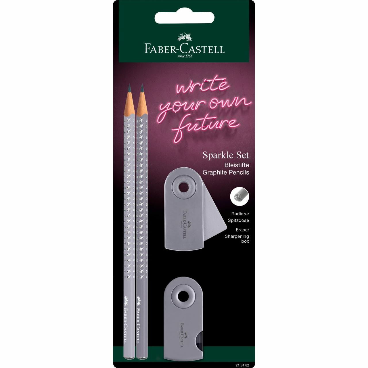 Faber-Castell Grip Sparkle B Bleistift B Mine Ø 2 mm farbig sortiert – Set, 4-teilig