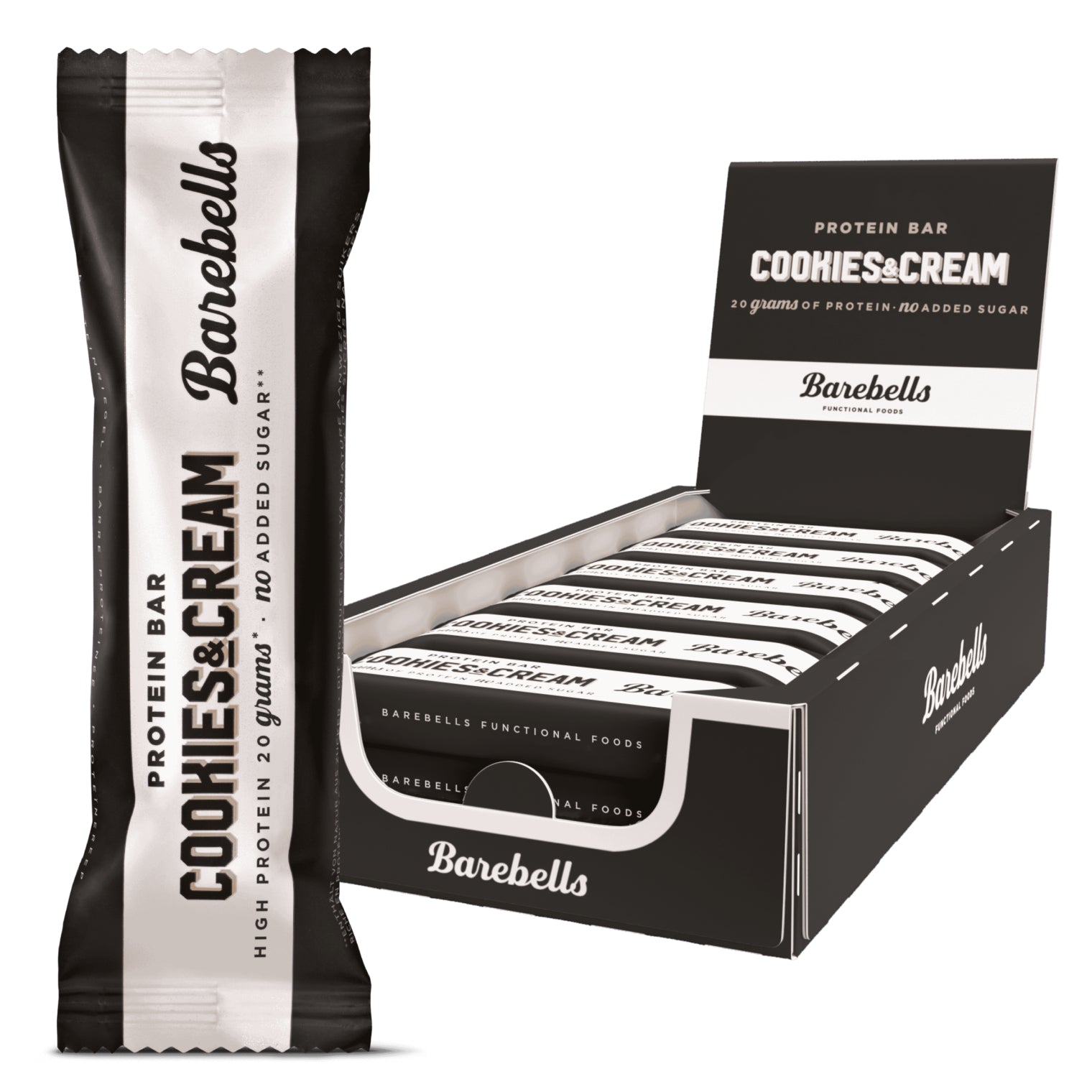 Barebells Protein-Riegel – Cookies & Cream, glutenfrei – 12 × 55 g