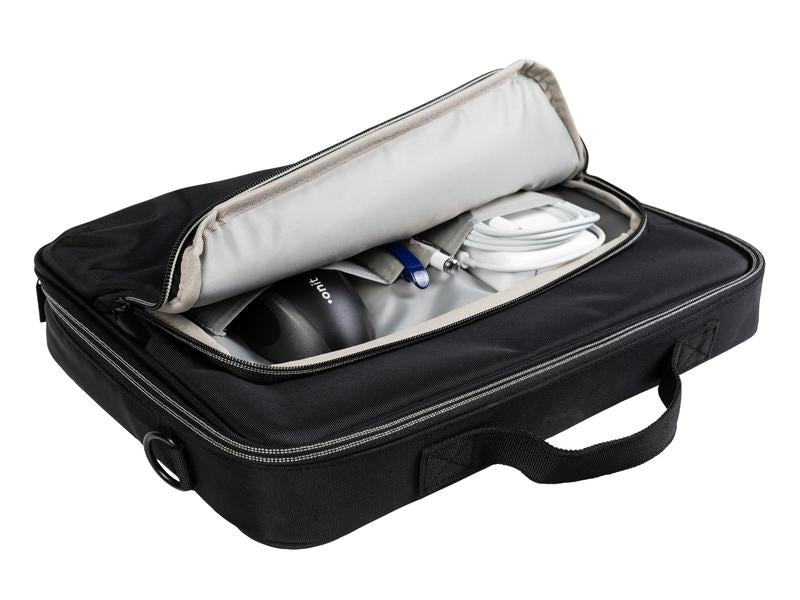 ONIT Clamshell Notebook-Tasche bis 15,6" – 600D rPET, mit Trolley-Band – Schwarz