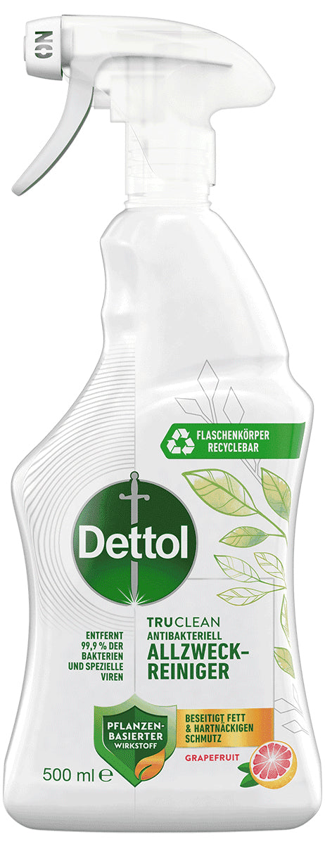 Dettol Tru Clean Allzweckreiniger für Badezimmer/Küche/Toilette – Grapefruit, Flüssigkeit, Spraydose – 500 ml