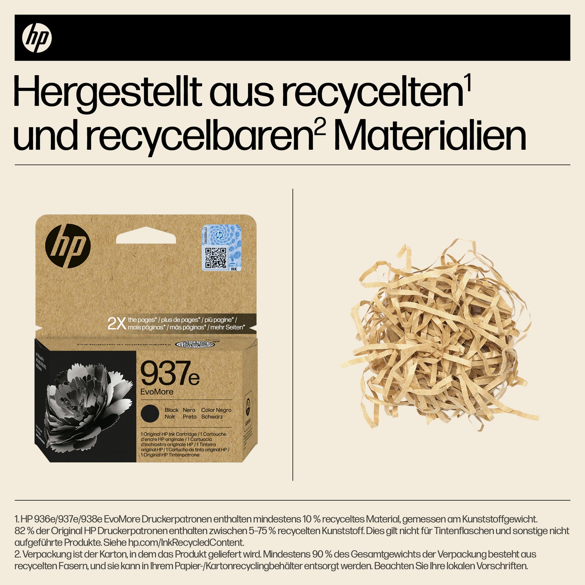HP 937e EvoMoreXL Schwarze Tintenpatrone (Original) – 2'500 Seiten – für 937e