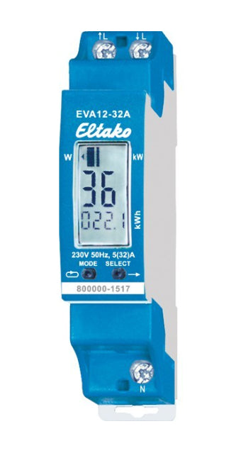 Eltako EVA12-32A – Energiemessgerät – 1-phasig, LCD, max. 65 A