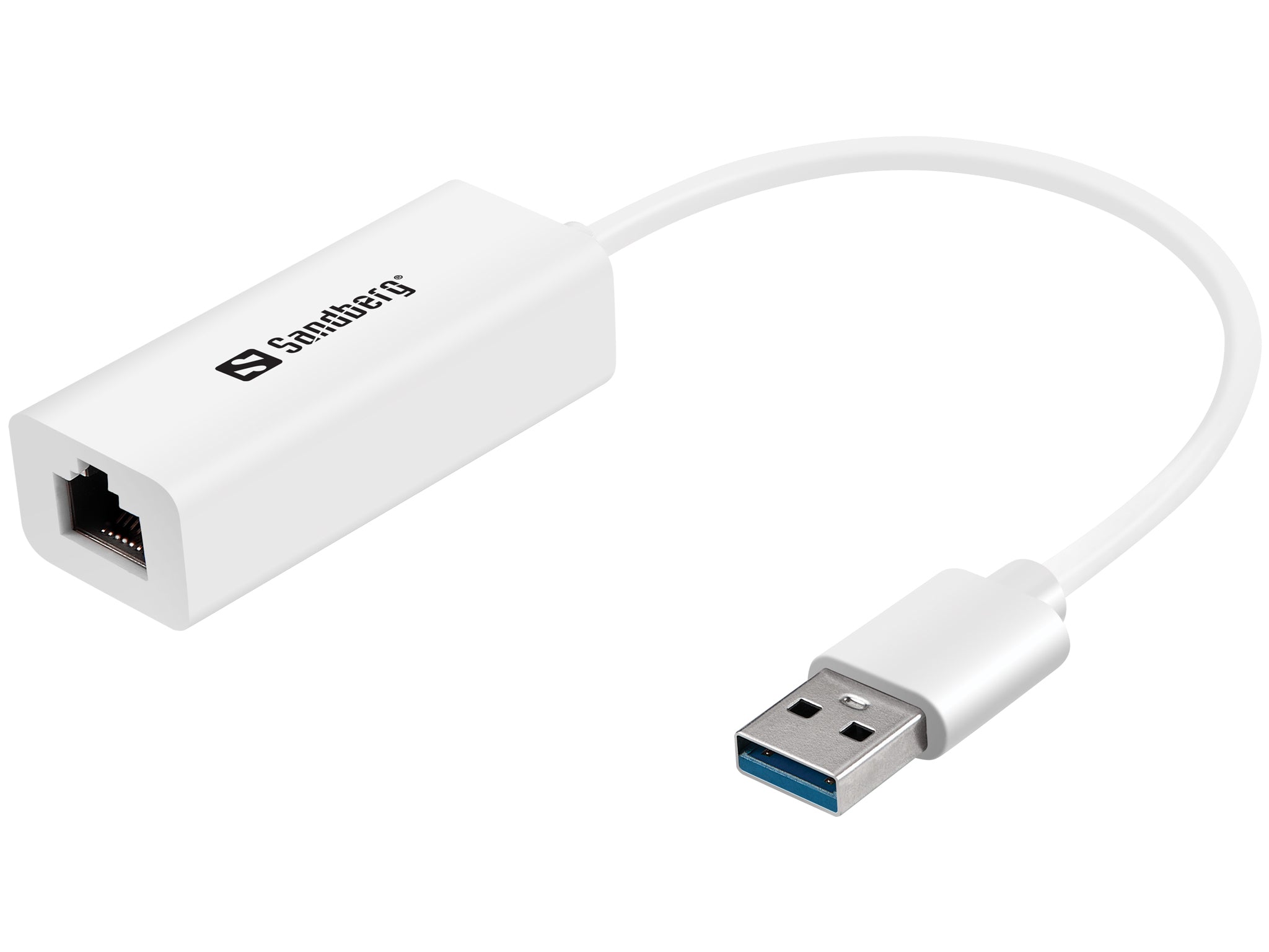 Sandberg Netzwerkadapter USB-A zu RJ-45 – 1 Gbit/s, USB 3.2 Gen 1 (5 Gbit/s), für Windows, Mac OS, Weiss