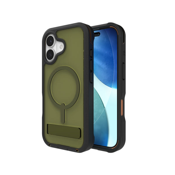 ZAGG Backcover – für Apple iPhone 17, MagSafe, mit Ständer, Graphen, Grün, bis 7 m sturzsicher