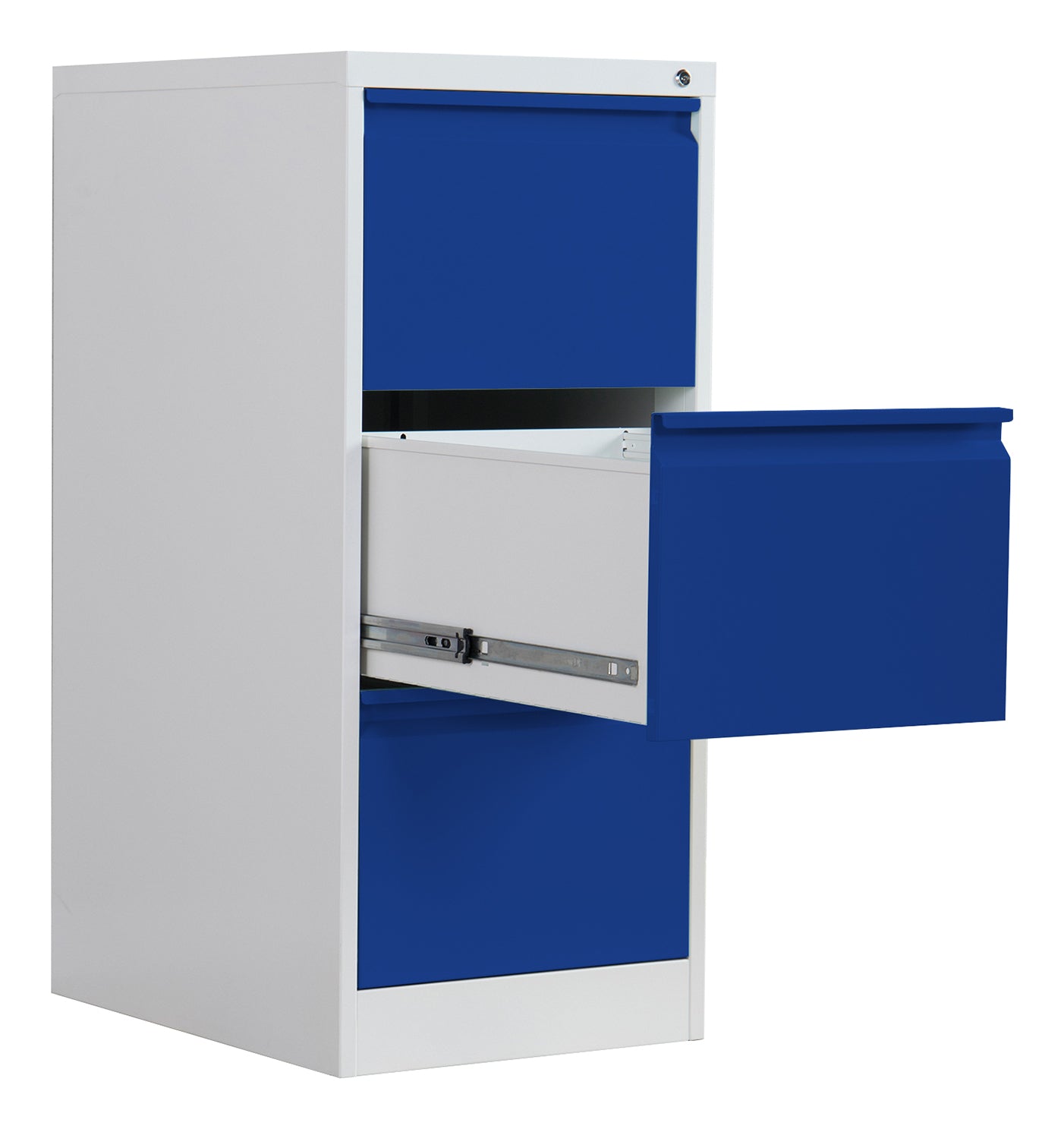 Phoenix Safe Co. FC1003GBK – Aktenschrank, 3 Schubladen, abschliessbar, Stahl, 450 × 620 × 1025 mm, Grau/Blau