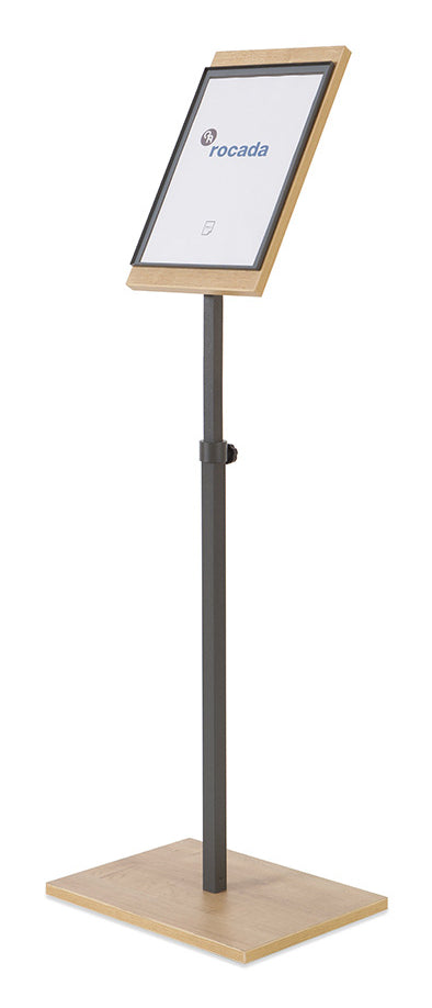 Rocada Boden-Prospektständer NAT0706 – für A3, 1 Fach, Schwarz, Melamin/Stahl, 400×300×1020 mm