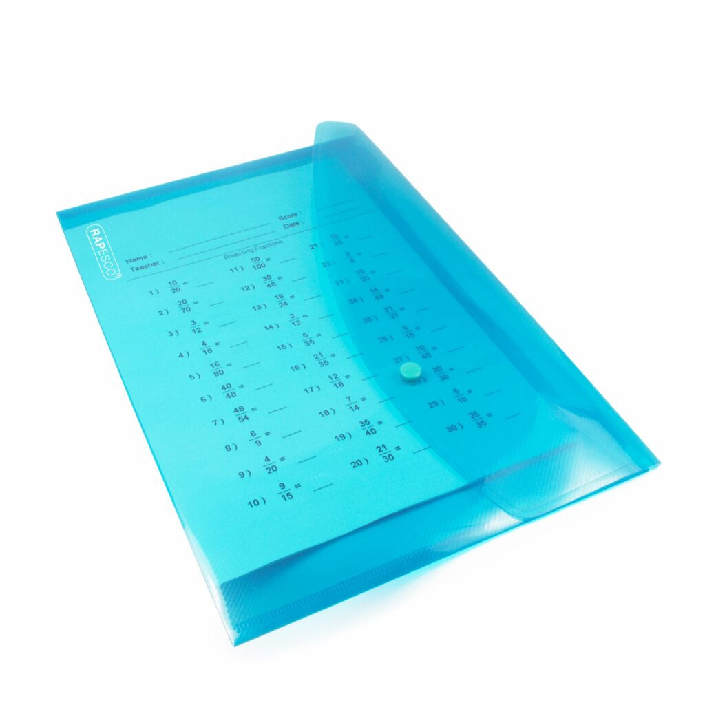 Rapesco Dokumententasche A4+, Druckknopf, assortiert, transparent – 40 Stück