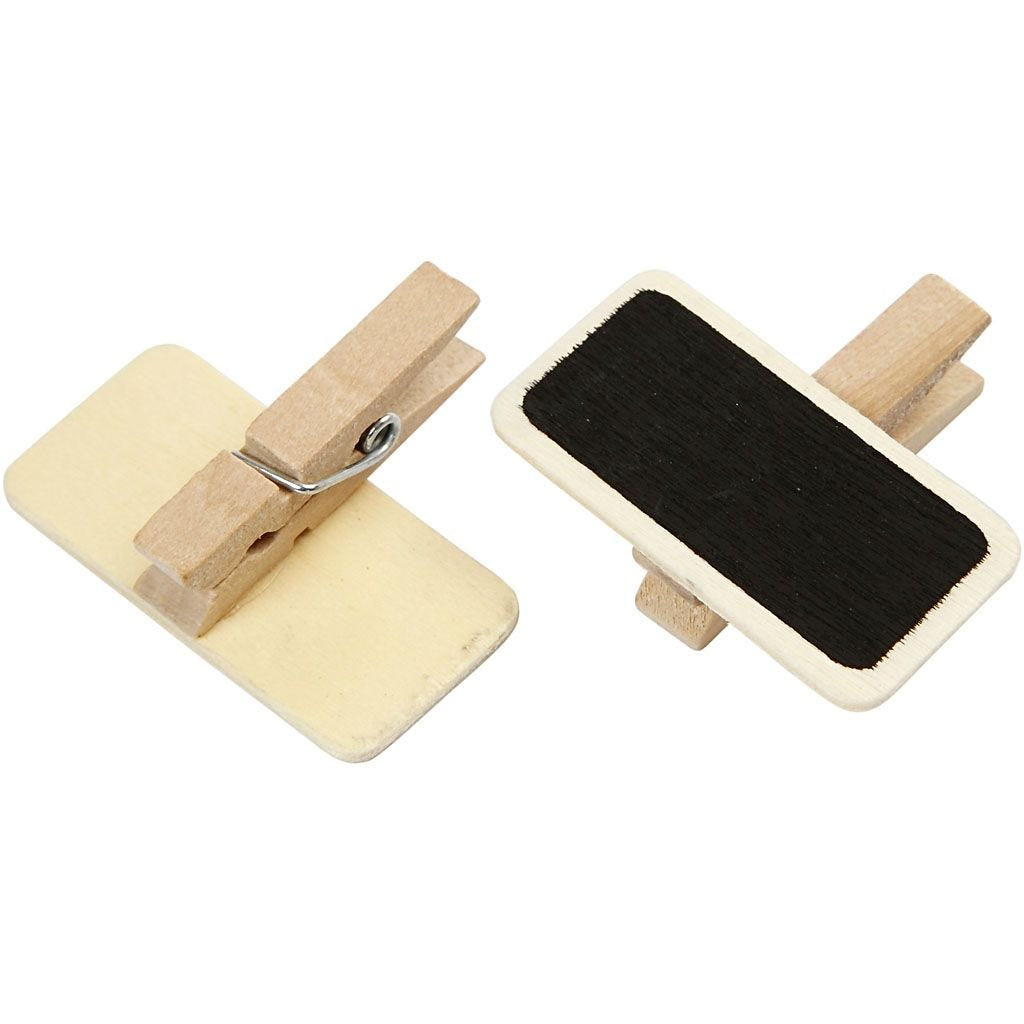Creativ Company Minikreidetafel – 40 × 20 mm – Holz, schwarz – inkl. Klammern – 100 Stk.