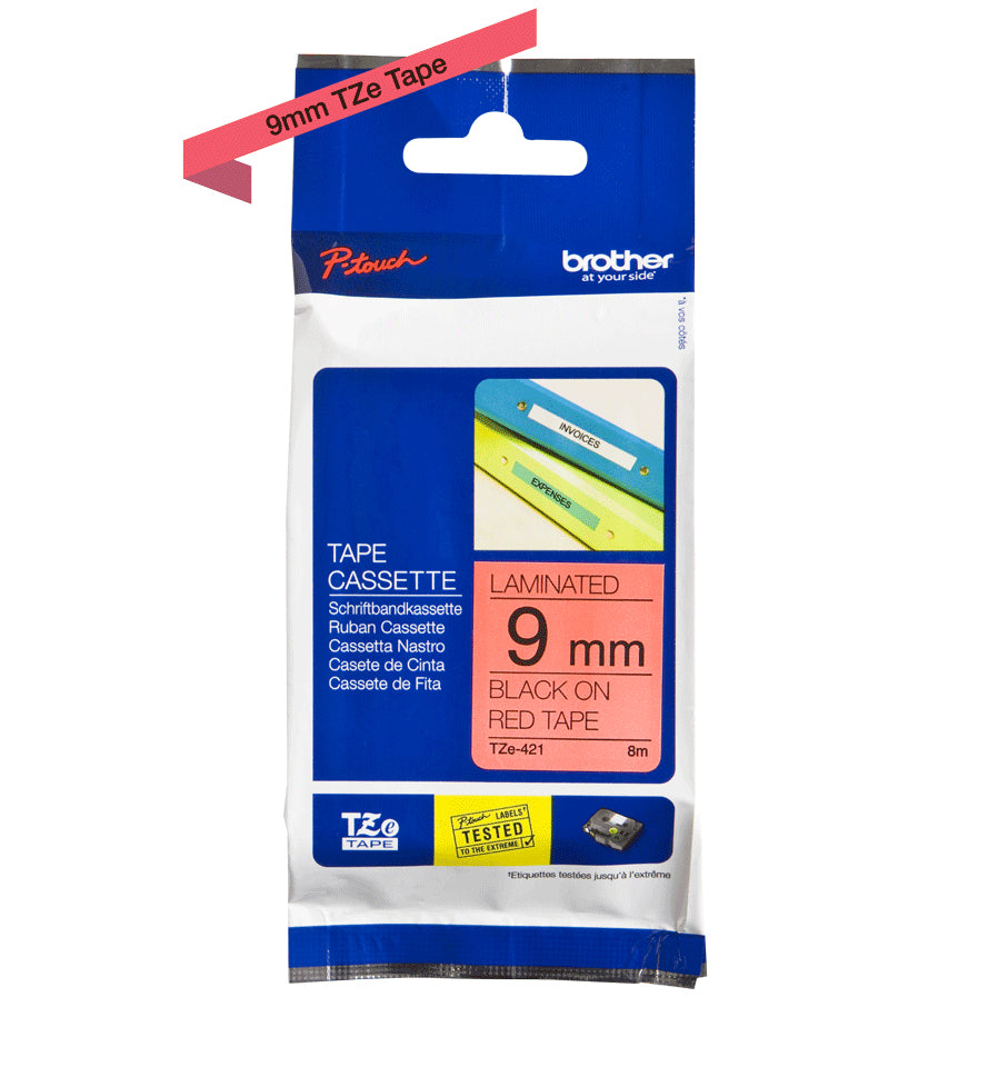 Brother Schriftband – 9 mm × 8 m, rot, schwarz