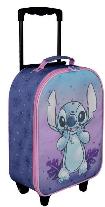 Undercover Kindertrolley Weichschale, 13 l, 2 Rollen, Motiv Lilo & Stitch, Violett, 27 × 28 × 13,5 cm