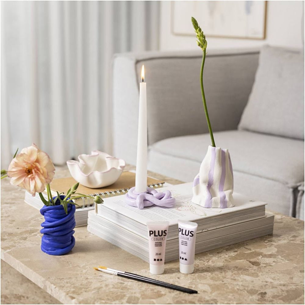Creativ Company Knete-/Modelliermasse-Set Vase und Schale – Ton, lufttrocknend – mehrfarbig