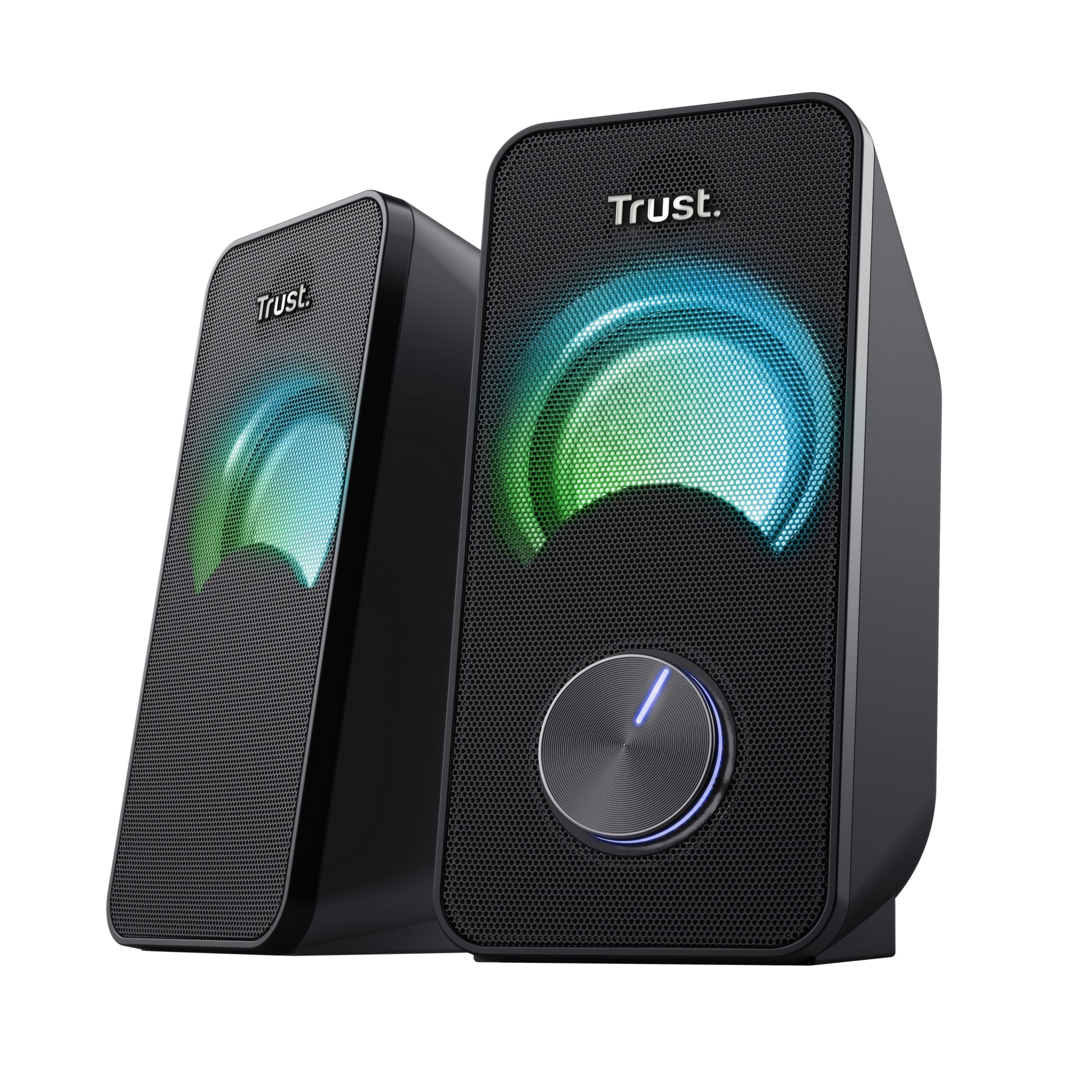 Trust Arys Compact RGB, Set – PC-Lautsprecher-Set – 2.0, 6 W, 3,5 mm Klinke, Schwarz