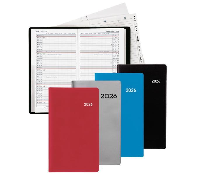 Biella Luzern Agenda – 1 Monat/2 Seiten, geheftet, 8,7 × 15,3 cm, 15 Monate Okt–Dez, 2026, schwarz, PEFC