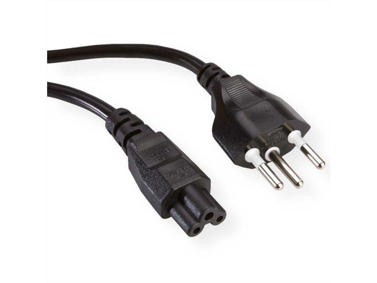 VALUE Netzkabel – T12–IEC C5, 1 m, 250 V/2,5 A, schwarz