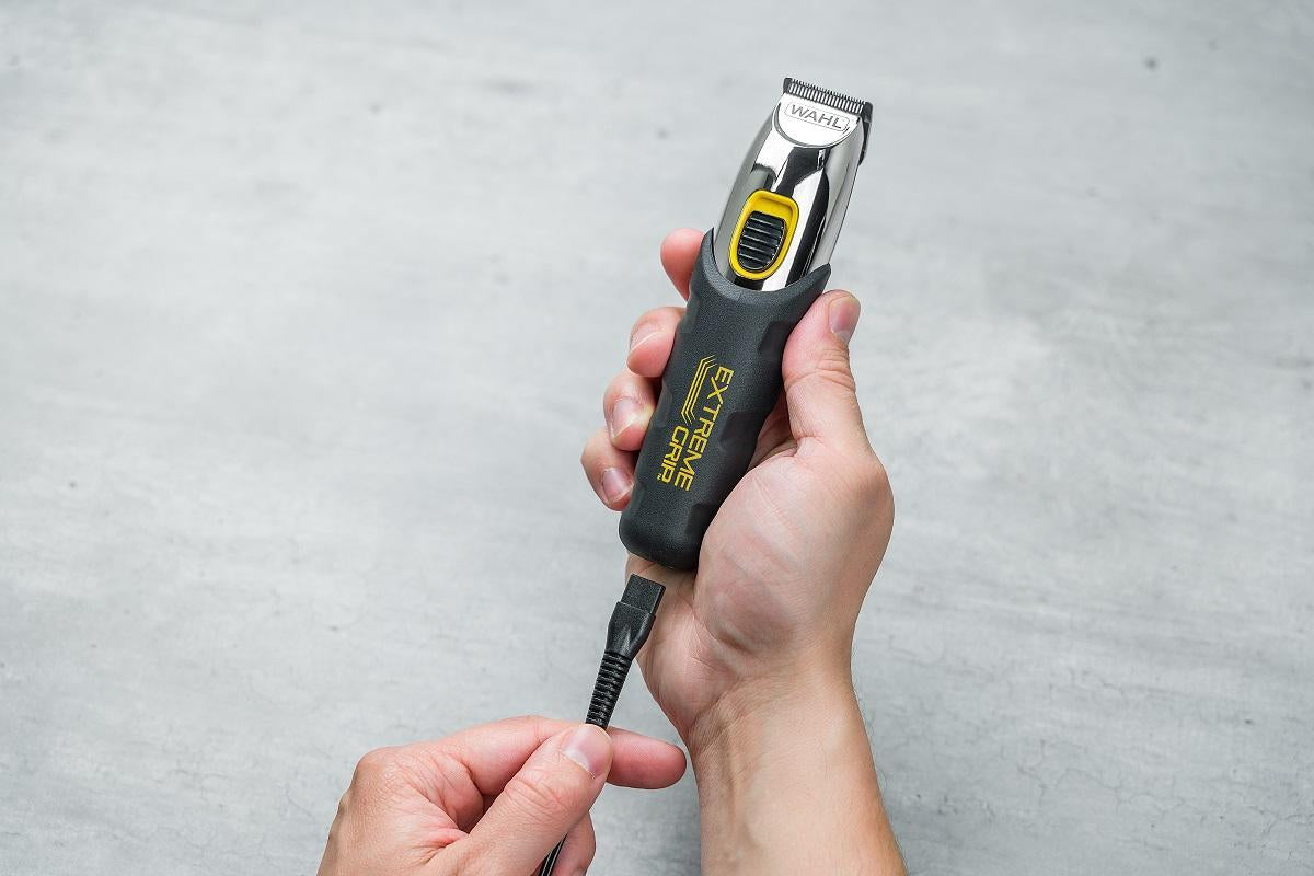 Wahl Barttrimmer – Schnittlänge 0,5–9 mm, Schnittbreite 3 cm, 240 min Akku – Silber