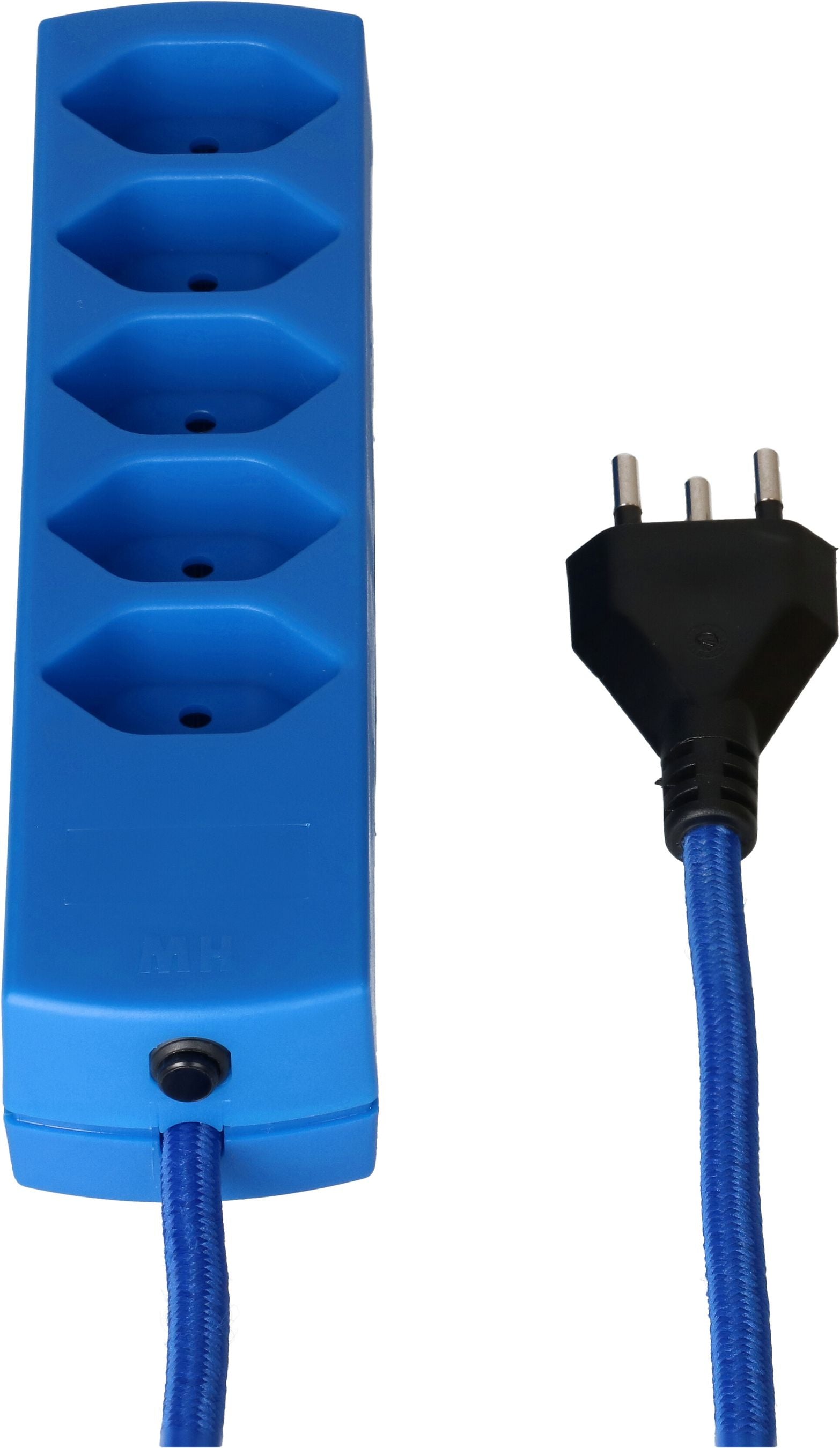 MaxTex Steckdosenleiste – 5× T13, 2 m, ohne Schalter, IP20, blau