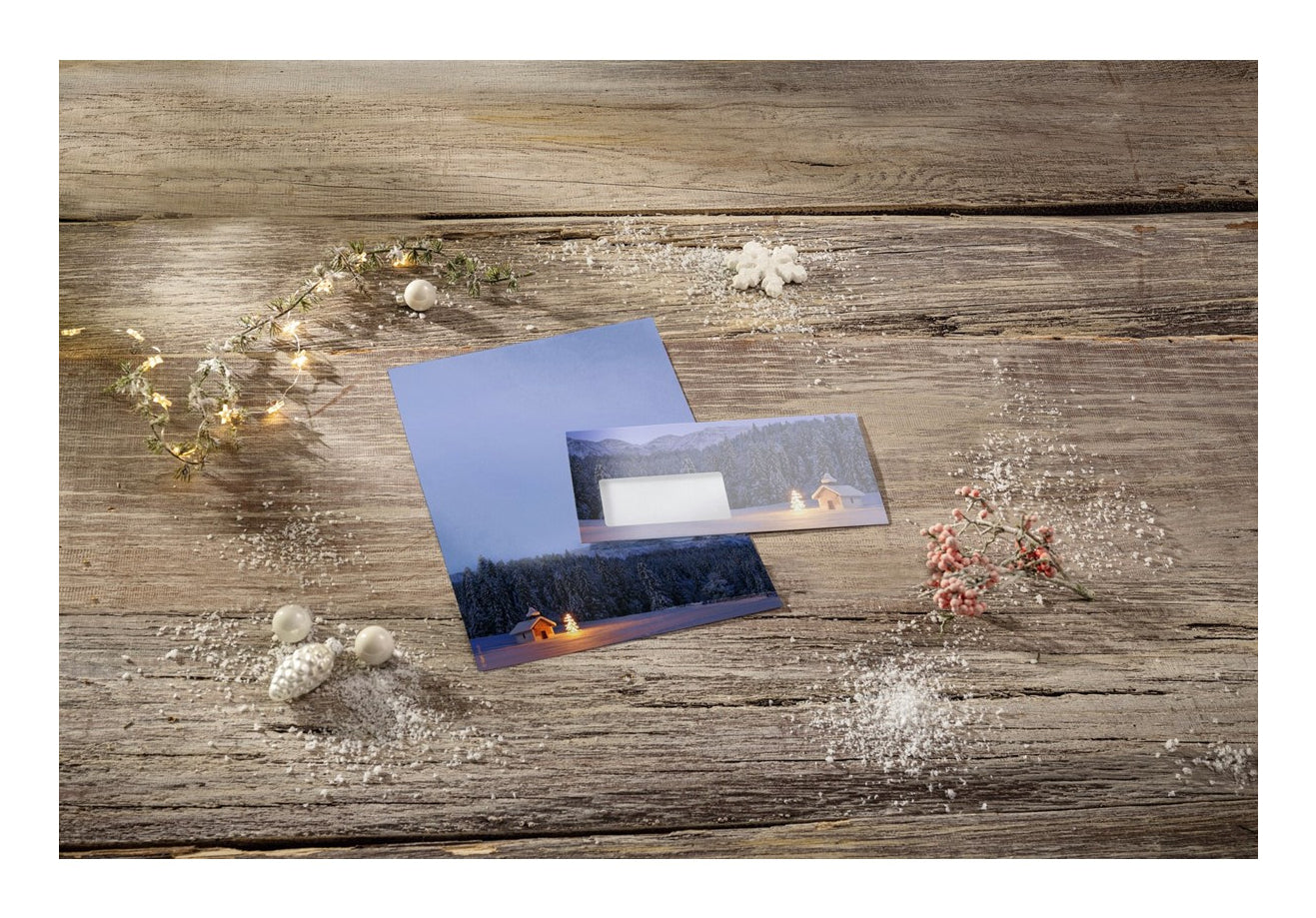 Sigel Motivpapier – A4, 90 g/m², mehrfarbig, Motiv: Christmas Chapel – für Inkjet/Laser/Kopierer – 100 Blatt