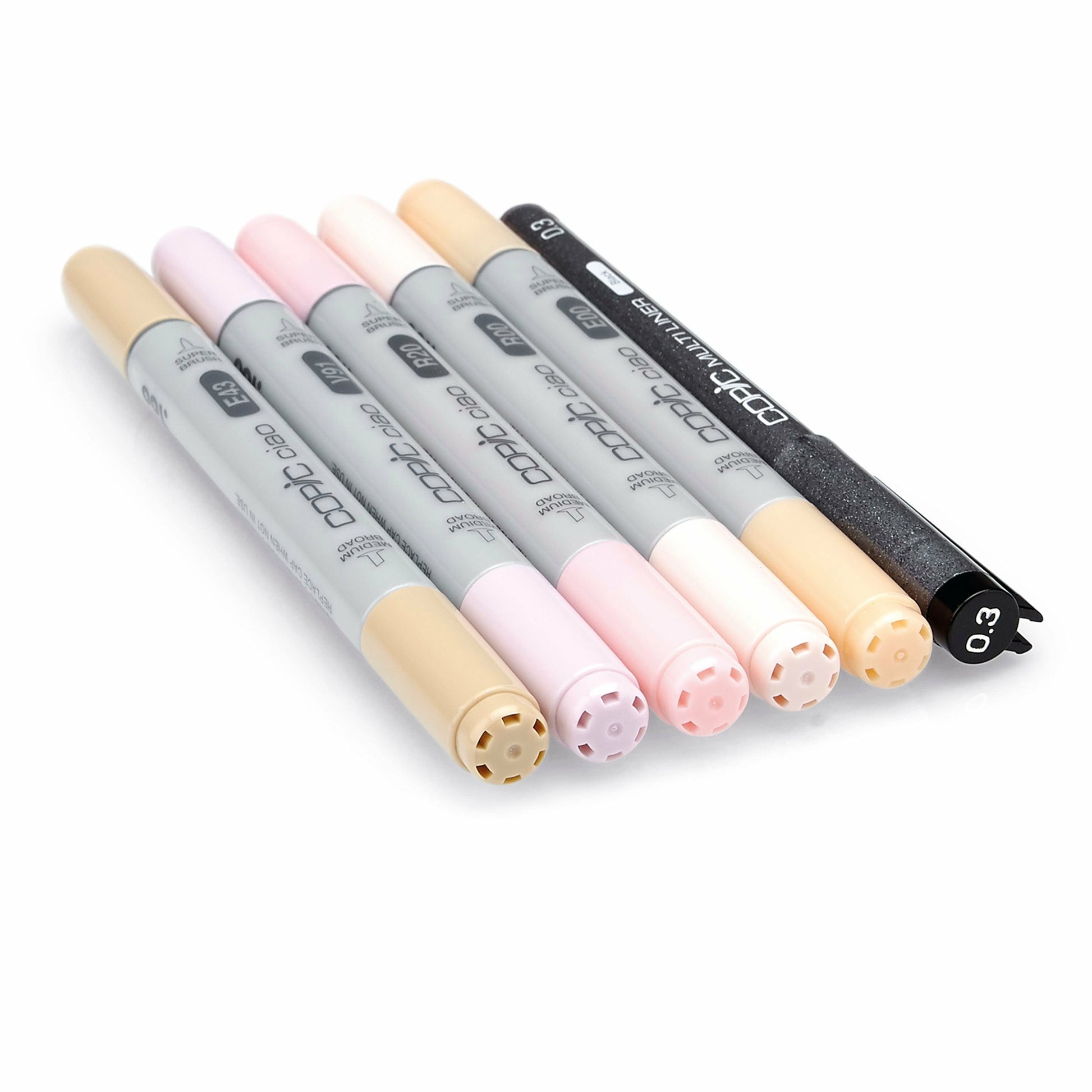 Copic Ciao Brush Pen, Doppelspitze, Portrait 1 – Kombi (Pinsel + Keilspitze), Alkoholbasiert, 6 Farben