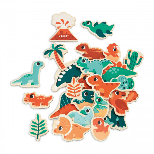 Janod Dino-Magnete – 14 × 14 × 8 cm – 24 Stück – ab 2 Jahren – FSC-Holz – mehrfarbig