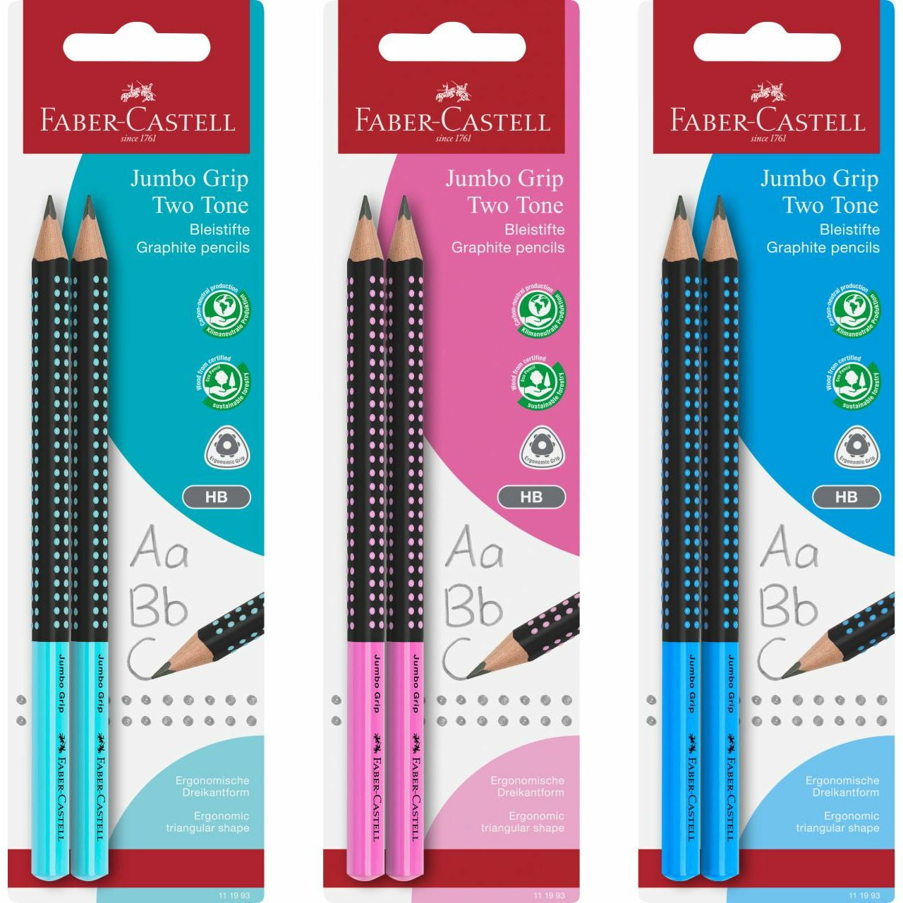 Faber-Castell Jumbo Grip Bleistifte B, dreikantig – 2er-Set