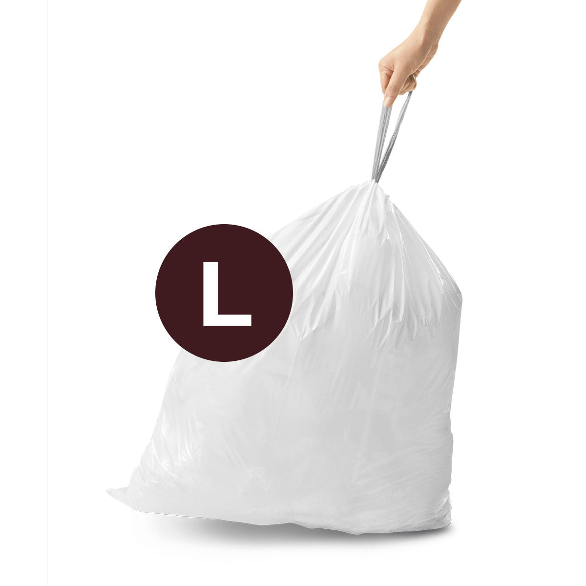 simplehuman Kehrichtsack für Abfalleimer – 18 l, mit Zugband, PE, weiss, 619 × 419 mm, 100 Stk