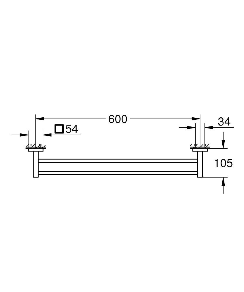 GROHE Handtuchhalter Start Cube (doppelt) – 65,4×33,3 cm, Metall, zum Schrauben, Schwarz