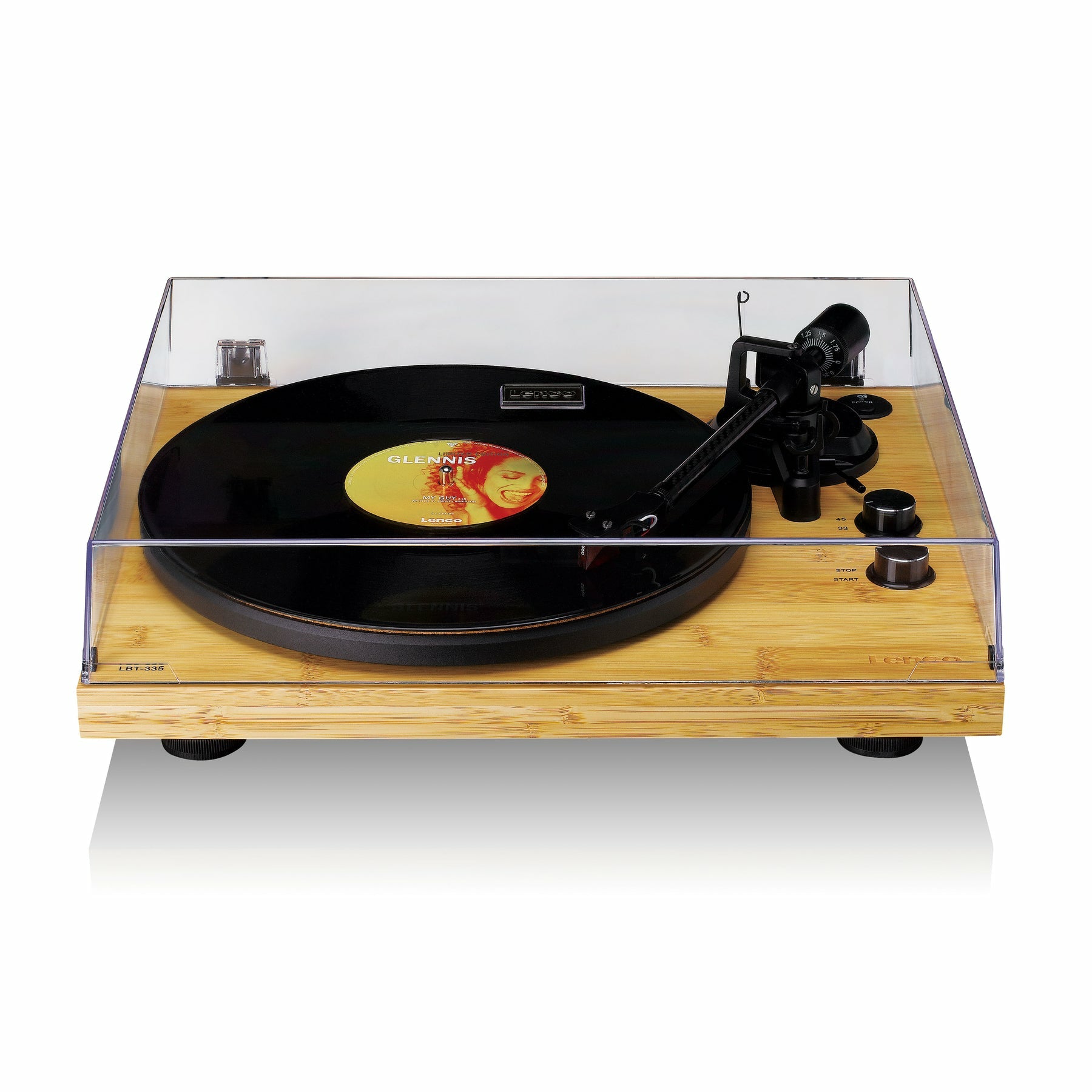 Lenco LBT-335BA – Plattenspieler (Riemenantrieb, Start-Stop), Bluetooth 5.2, Phono-Vorverstärker, 33⅓/45 U/min – Bambus