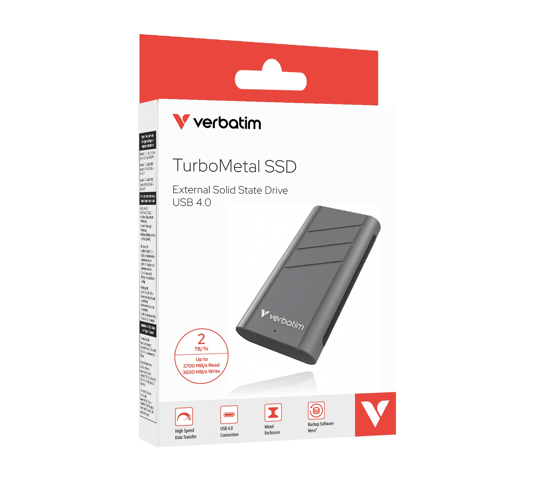Verbatim TurboMetal – 2 TB SSD, USB4 Gen 2x2 (40 Gbit/s), USB‑C