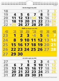 Simplex 3-Monats-Kalender, 3 Monate pro Seite, 2026, 31,5 × 40,4 cm, f/i/gb, Spiralbindung, mit Datumschieber