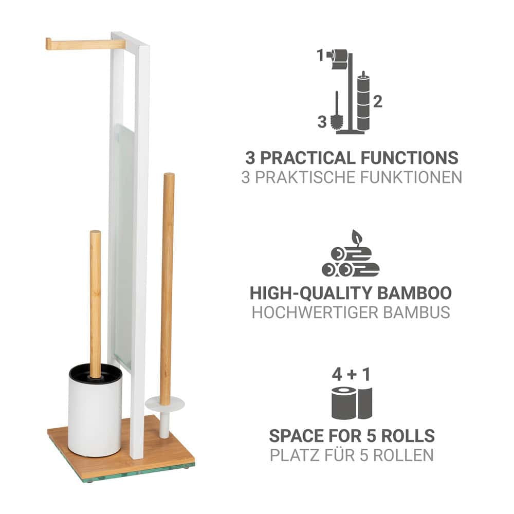 Wenko Rivalta – WC-Bürstenset – Holz, Glas, Braun, bodenstehend, H 70 cm, Ø 8 cm