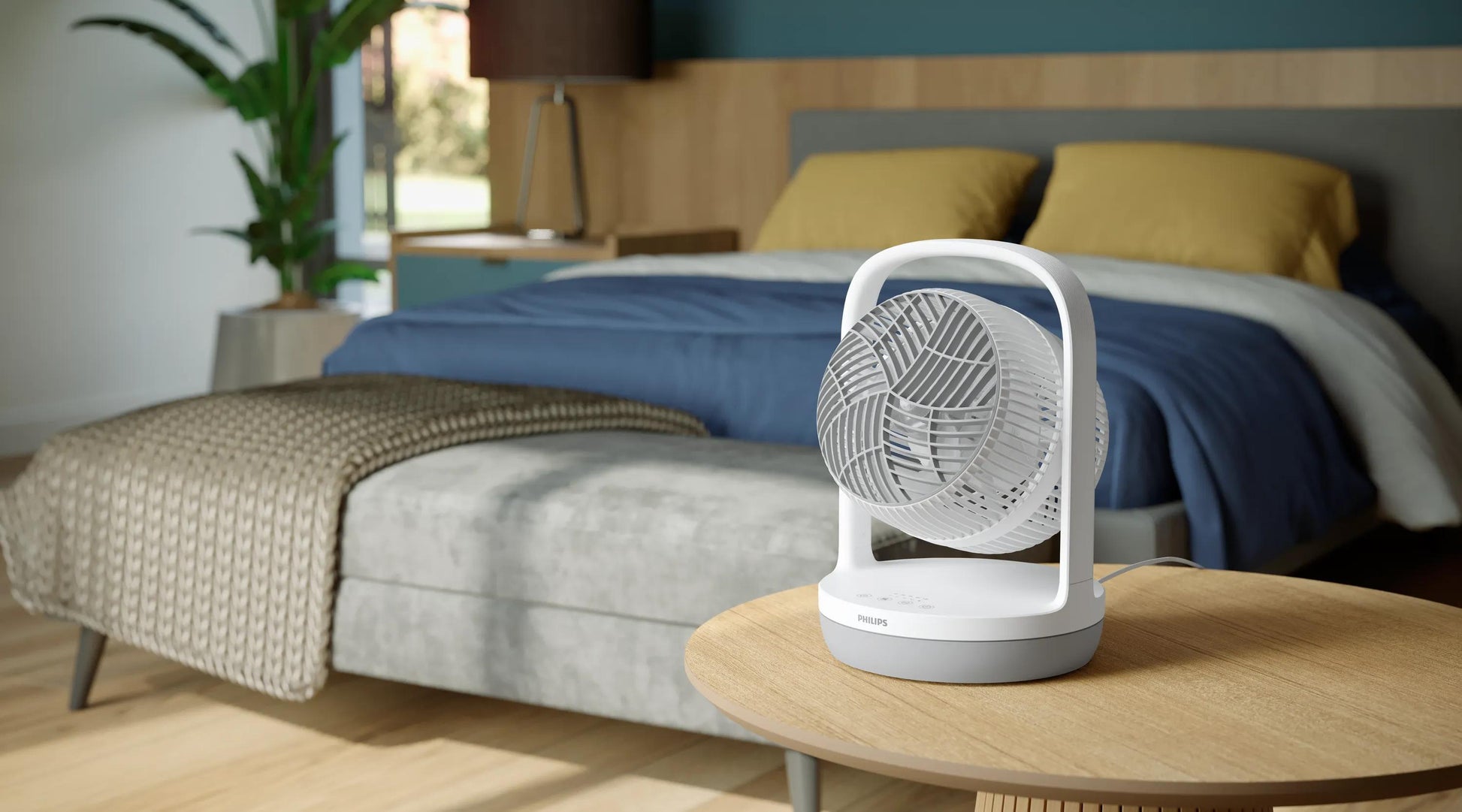 Philips Tischventilator CX2050/00 – 22 cm, 3 Stufen, oszillierend, Timer, 24 W, 40 dB(A), Grau