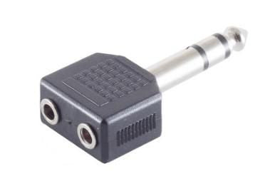 Microconnect Adapter 6,35 mm zu 2× 3,5 mm – Stereo, Schwarz