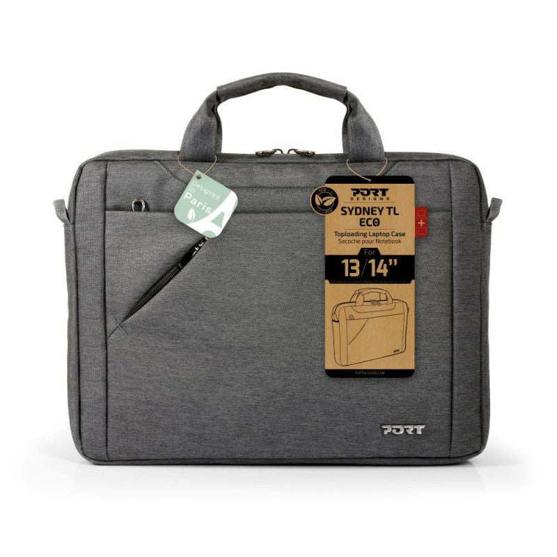 Port Designs Notebook-Tasche für Laptops bis 14" – Gepolstertes Laptopfach, aus recyceltem PET – Grau