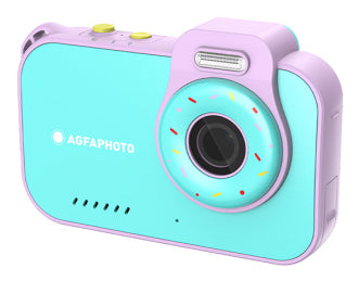 AgfaPhoto Rkcw2Bl Digitalkamera – Unterwasserkamera, wasserdicht bis 3 m, 12 MP, 2,7K, Blau, Pink