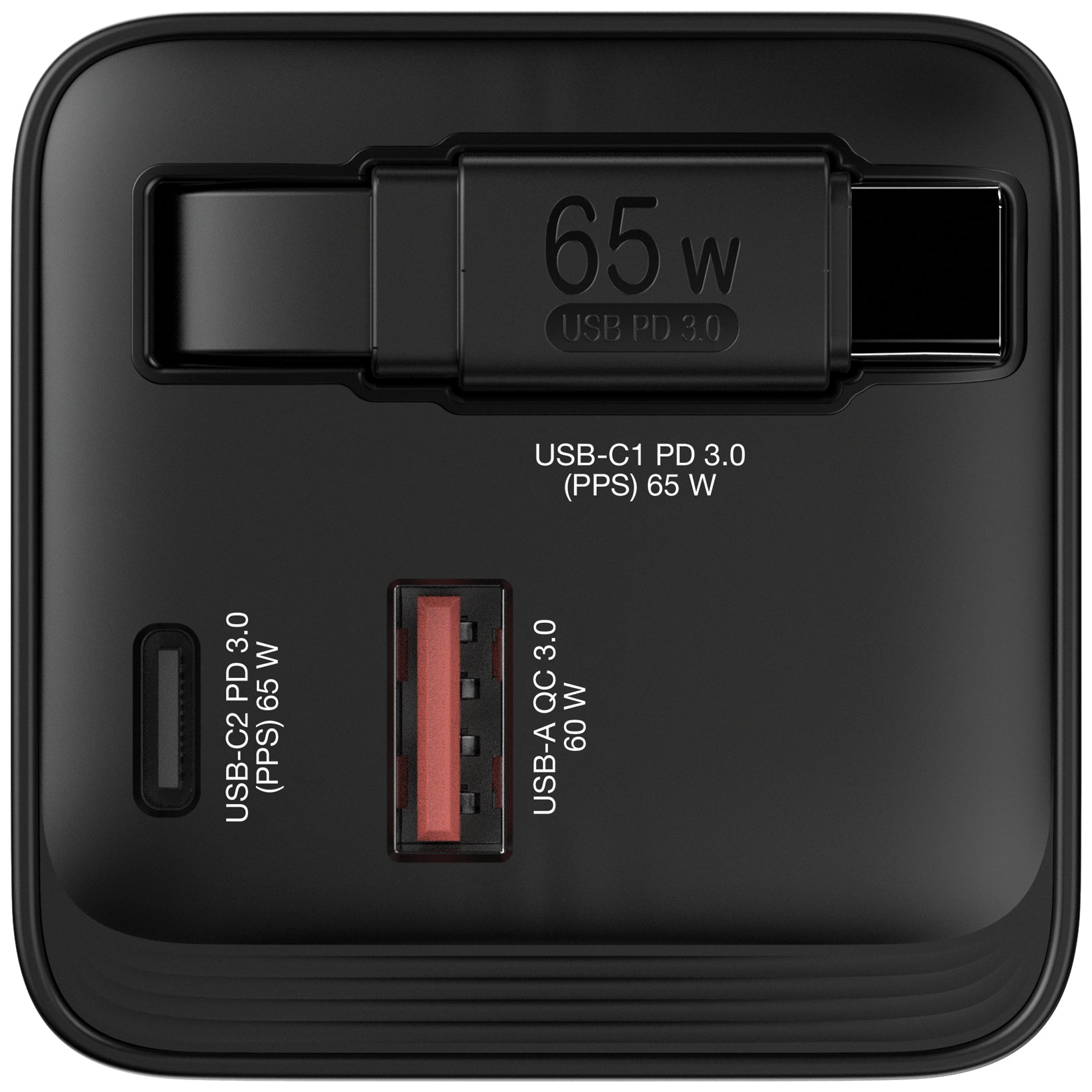Verbatim GaN Ladegerät USB-Ladegerät 65 W – USB-C×1, USB-A×1 – PD, PPS, QC 3.0, GaN – EU/UK/US Adapter – Schwarz