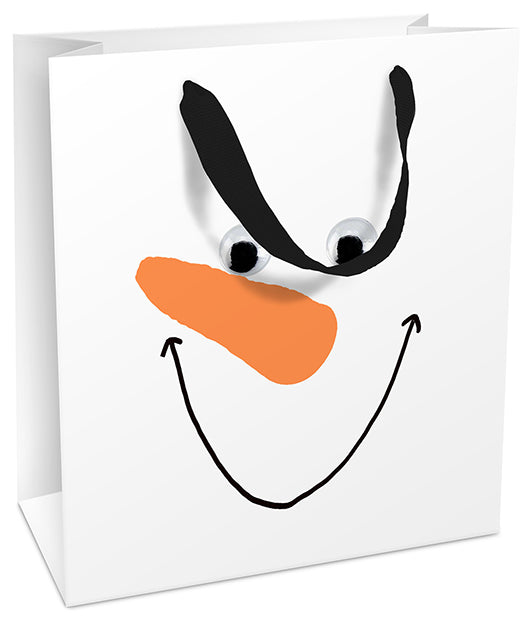 Braun + Company Tragetasche – Happy Snowman – Papier, matt laminiert, mit Wackelaugen – 180 × 210 × 80 mm