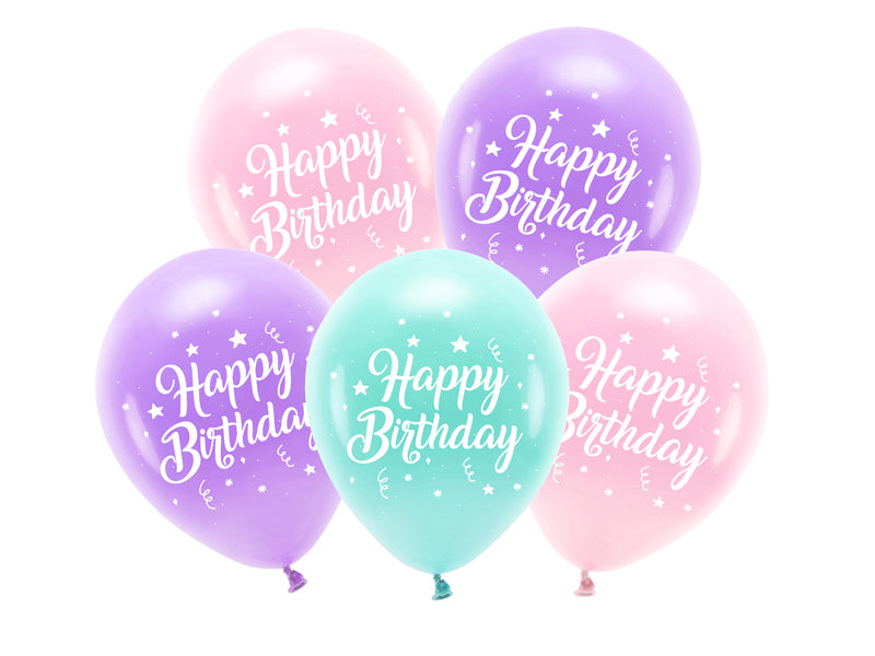 PartyDeco Geburtstagsluftballons – mehrfarbig – Ø 26 cm – Latex – 5 Stk